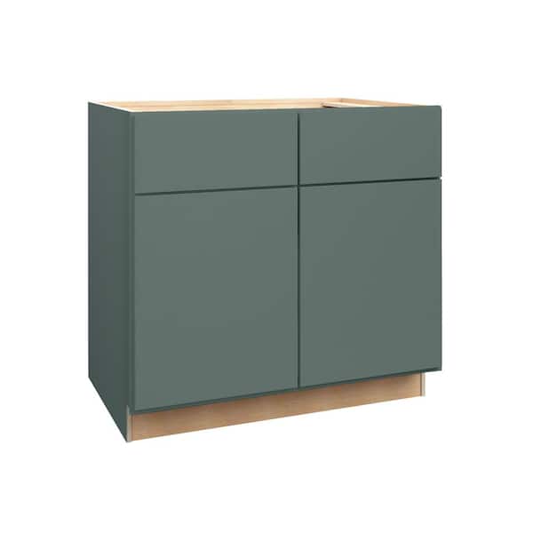 Home Decorators Collection Hargrove 36 in. W x 21 in. D x 34.5 in. H Assembled Plywood Sink Base Bath Cabinet in Verdant Green with Soft Close
