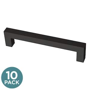 Modern Square Bar 5-1/16 in. (128 mm) Modern Matte Black Drawer Pulls with Open Back Design (10-pack)