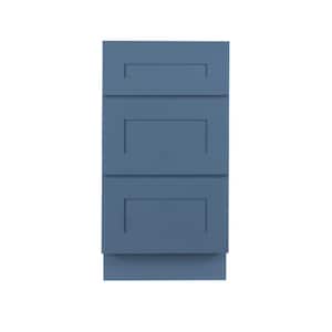 Lancaster Blue Plywood Shaker Stock Assembled 3-Drawer Base Kitchen Cabinet 12 in. W x 34.5 in. D H x 24 in. D