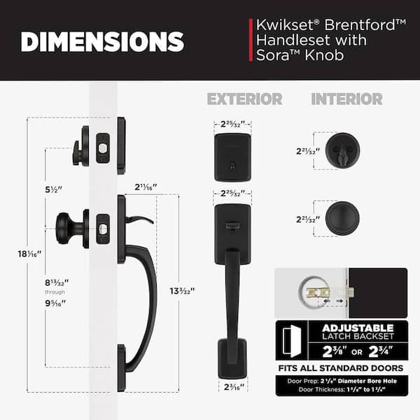 Kwikset Brentford Matte Black Single Cylinder Door Handleset with