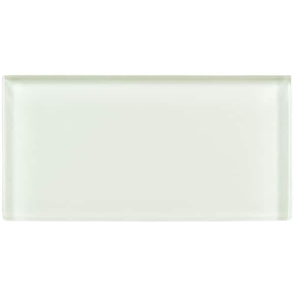 Enchant Joy Fabu White Glossy 3 in. x 6 in. Smooth Glass Subway Wall Tile (1.83 sq. ft./Case)
