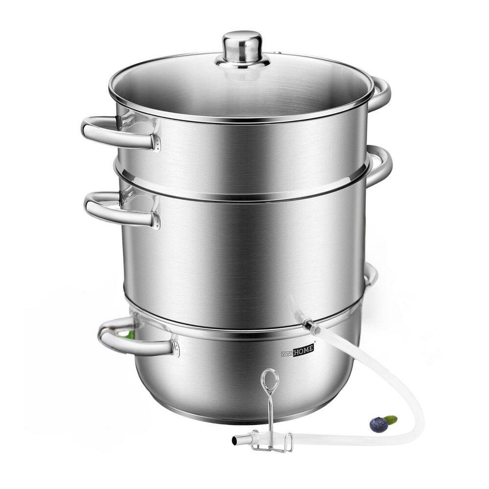 24 cm 8.5 qt. Stainless Steel Juice Steamer Extractor Fruit Vegetables Juicer Steamer Pot with Tempered Glass Lid 2 Hose price history on PriceWatchPro