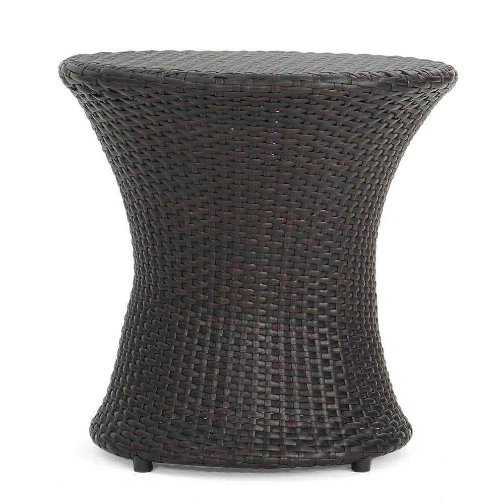 Multibrown Wicker Round Outdoor Accent Table