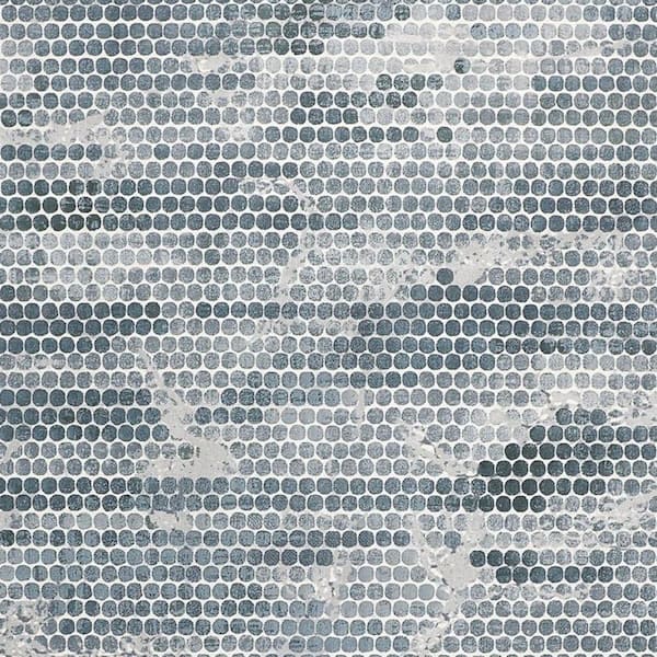 2 ft. x 8 ft. Blue, Gray Polka Dot Area Rug