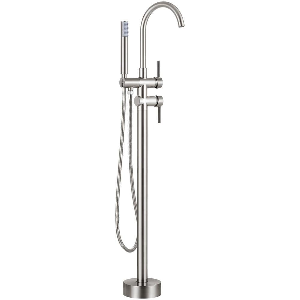 2-Handle Floor Mount Claw Foot Freestanding Tub Faucet with Fittings in Brushed Nickel price history on PriceWatchPro