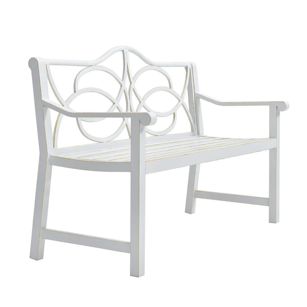 50.5 in. 3-Person Metal White Outdoor Bench, Rust-proof and Weather-Resista