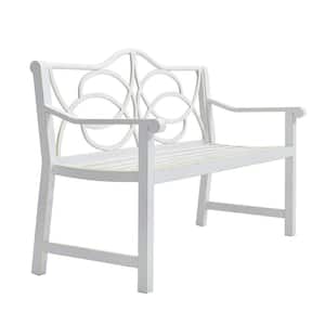 50.5 in. 3-Person Metal White Outdoor Bench, Rust-proof and Weather-Resistant