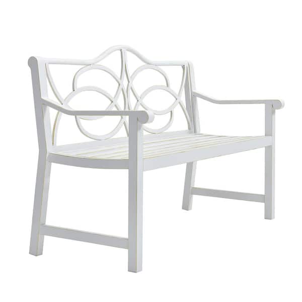 Unbranded 50.5 in. 3-Person Metal White Outdoor Bench, Rust-proof and Weather-Resistant