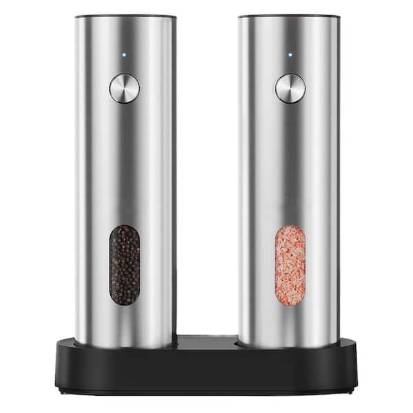 Rechargeable Electric Salt and Pepper Grinder Set with Adjustable Coarseness, Large Capacity, LED Light