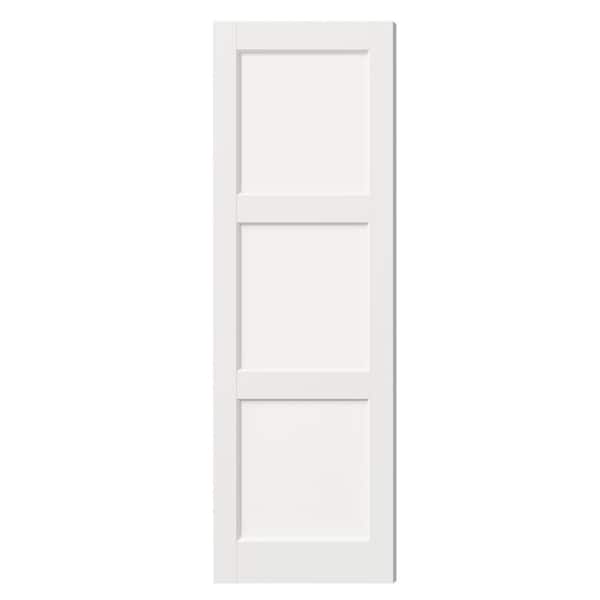 24 in. x 80 in. 3 Panel, MDF, Composite, Solid Core, Pre-assembled Panel White Primed Interior Door Slab
