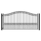 Paris Style 16 ft. x 6 ft. Black Steel Single Swing Driveway Fence Gate