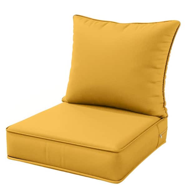 22 in. x 22 in. x 4 in. Square Outdoor Deep Seating Cushion Set Seat and Back Cushion for Lounge Chair Yellow