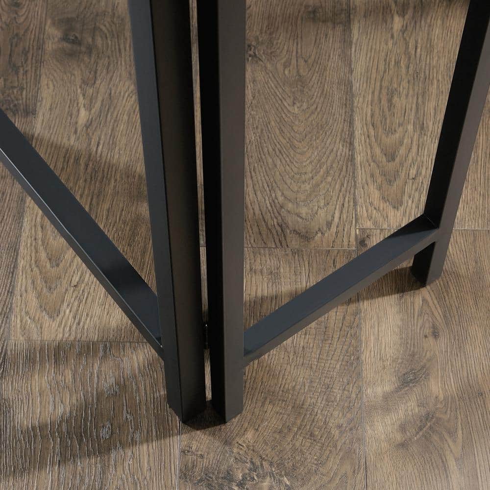 Charter Oak & Black Metal Counter Height Extendable Dining Table