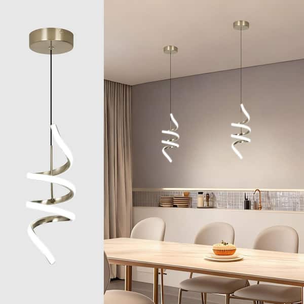 RayHome 1-Light Modern Brushed Nickel Integrated LED Pendant Light Fixture for Kitchen Living Room Entry Foyer