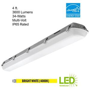 4 ft. 64-Watt Equivalent Vapor Tight Integrated LED Gray Strip Light Fixture 3600 Lumens 120-277V 4000K (8-Pack)