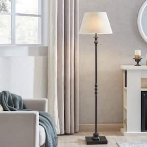 60 .5 in. Black Floor Lamp with Bell Fabric Shade