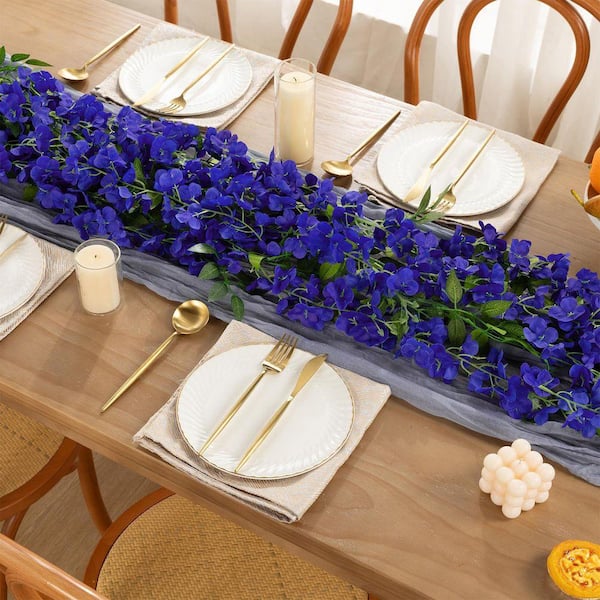 86.6 in. Royal Blue Indoor/Outdoor Artificial Wisteria Hanging