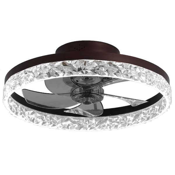 Brown 19.7 in. indoor Ceiling Fan with Lights Dimmable LED