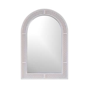 24 in. x 36 in. Rolland White Rattan Arched Mirror