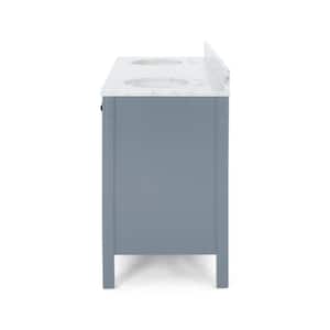 Lyndon 72 in. W x 22 in. D Bath Vanity with Carrara Marble Vanity Top in Grey with White Basin