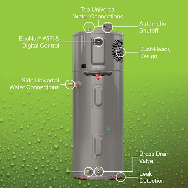 Rheem ProTerra 65 Gal Smart Hybrid Heat Pump Water Heater w/ Leak Detection & Wi-Fi