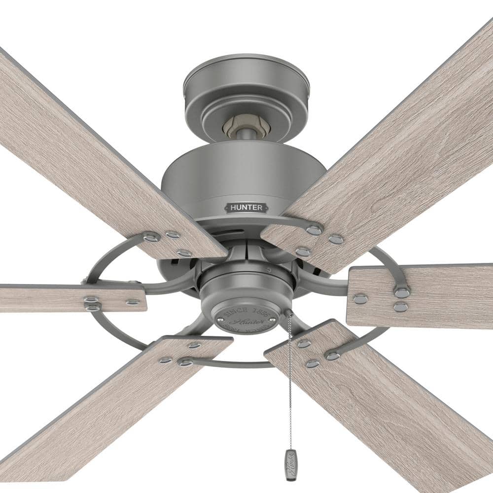 Gilrock 52" Matte Silver and Light Brown 6-Blade Ceiling Fan