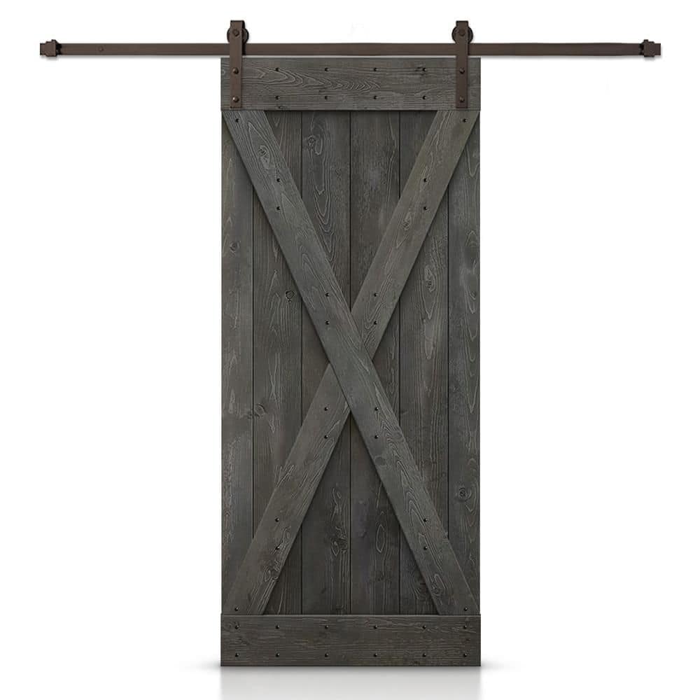 46 in. x 80 in. X Series Solid Core Carbon Gray Stained DIY Wood Interior Sliding Barn Door with Hardware Kit price history on PriceWatchPro