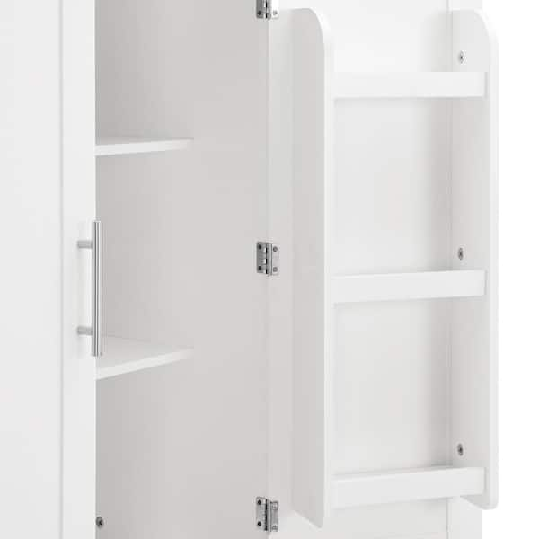 6-Shelf White MDF Pantry Organizer with 4-Doors and Adjustable Shelves for  Kitchen/Living Room/Bedroom AYBSZHD2146 - The Home Depot