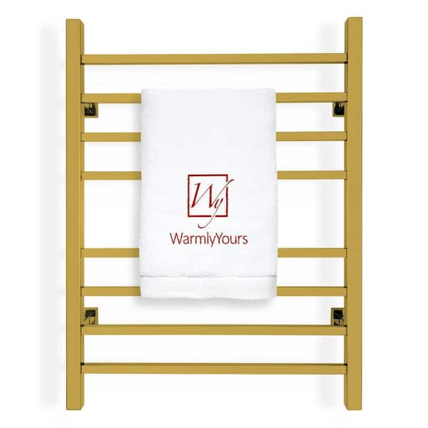 WarmlyYours Sierra 8-Bar Plug-In and Hardwire 120-Volt 32 in. Towel Warmer in Gold Stainless Steel