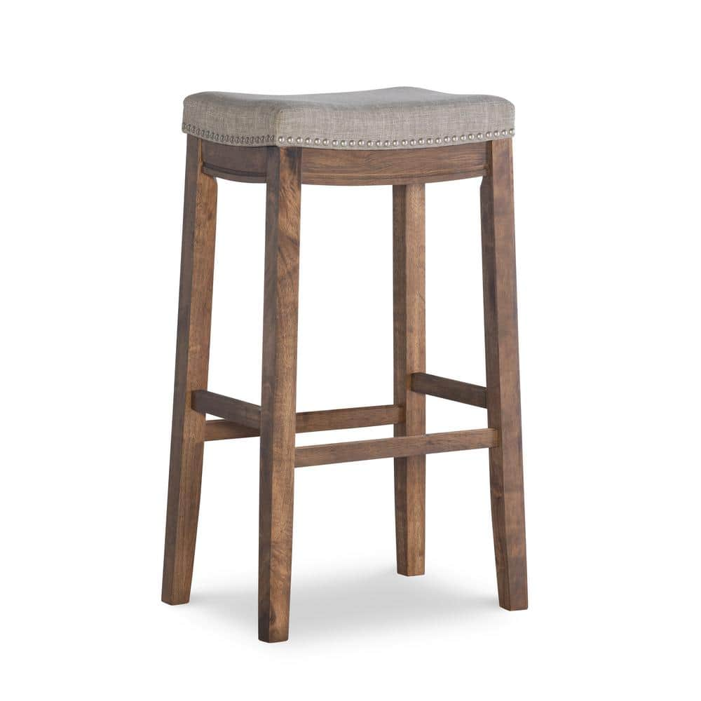 Linon Home Decor Claridge 30 in. Gray and Rustic Backless Bar Stool