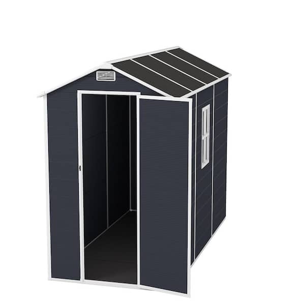 4 ft. W x 8 ft. D Dark Gray Resin Shed with Window and Floor (32 sq. ft. )