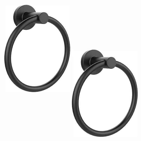Stainless Steel 2-Pack Wall Mounted Towel Ring with Pivots in Matte Black