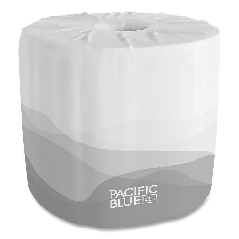 Pacific Blue Basic Embossed Toilet Paper, Septic Safe, 1Ply, White, 550 Sheets/Roll, 40 Rolls