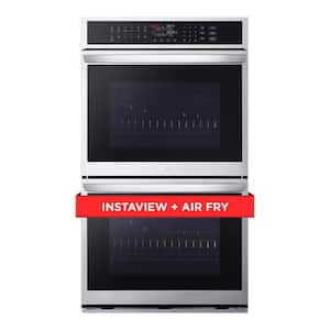 9.4 cu. ft. Smart Double Wall Oven with True Convection InstaView Air Fry Steam Sous Vide PrintProof in Stainless Steel