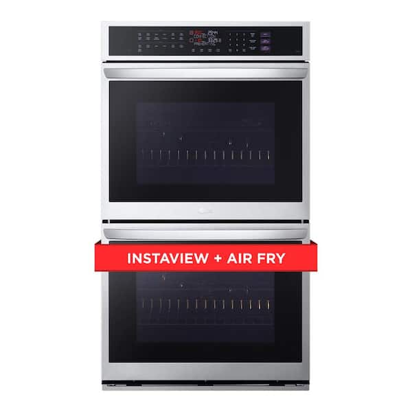 LG 9.4 cu. ft. Smart Double Wall Oven with True Convection InstaView Air Fry Steam Sous Vide PrintProof in Stainless Steel