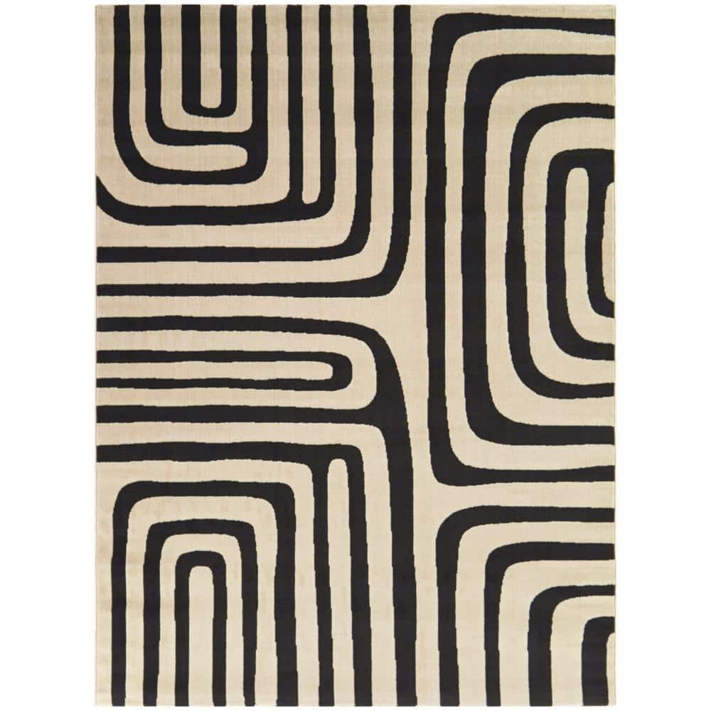 Balta Rugs 5'3"x7' Kids' Calzoum Abstract Modern Cream: Rectangle, Low Pile, Fade & Stain-Resistant, OEKO-TEX Certified