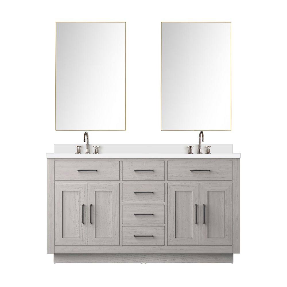 Condor 60 in W x 22 in D White Oak Double Bath Vanity with Cultured Marble Top, 55 in Mirror and Faucet Set price history on PriceWatchPro