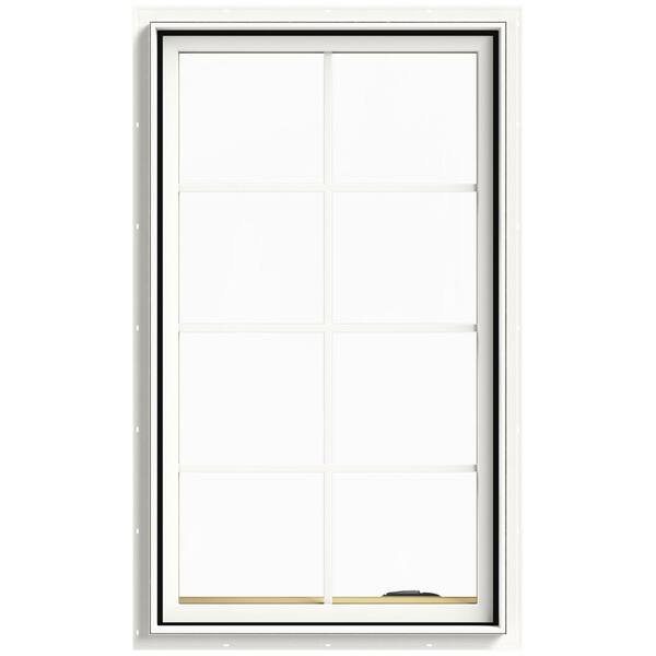 JELD-WEN 28 in. x 48 in. W-2500 Series White Painted Clad Wood Right-Handed Casement Window with Colonial Grids/Grilles