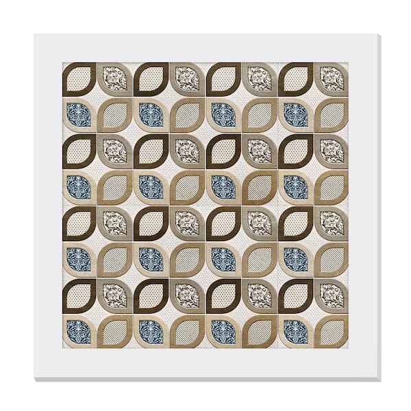 Unbranded Gallery-Grade Geometric Floral White Framed Acrylic Abstract Statement Wall Art 48 in. x 48 in.