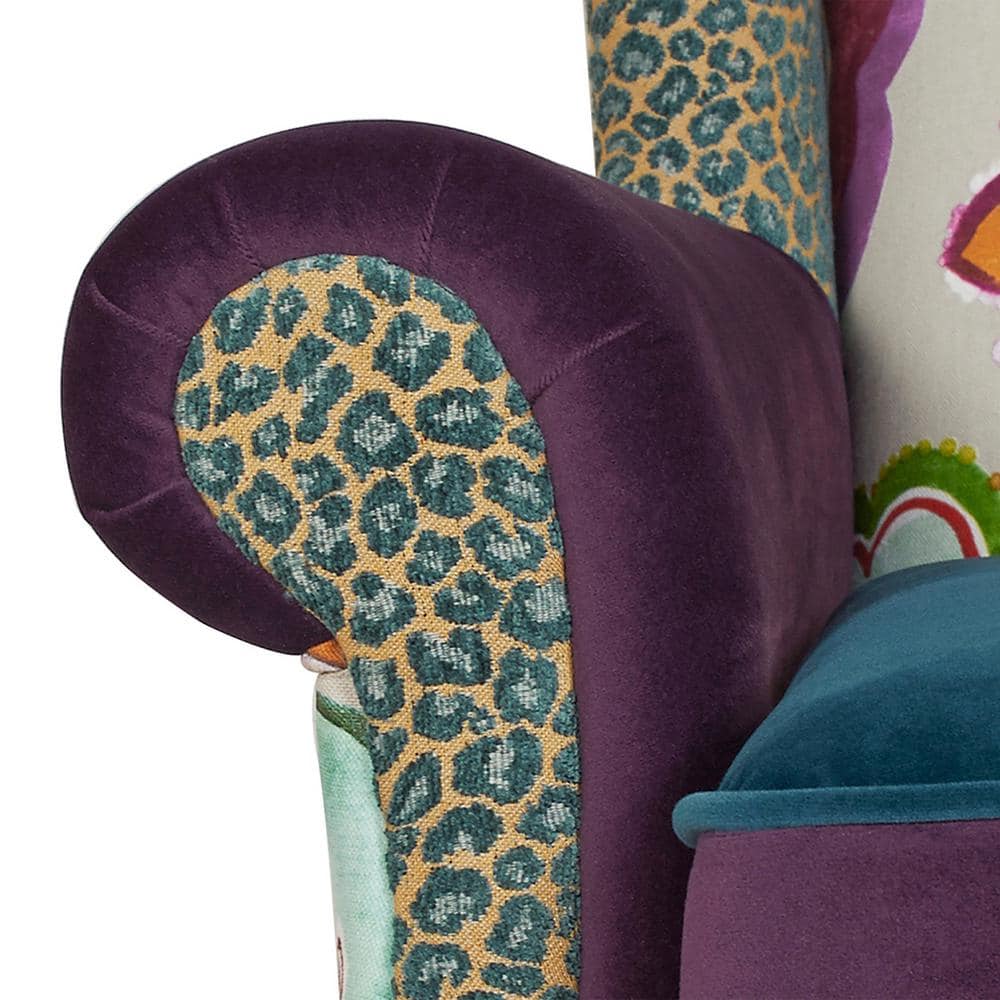 Sustainably Sourced Brown Velvet Wingback Accent Chair with Wood Frame