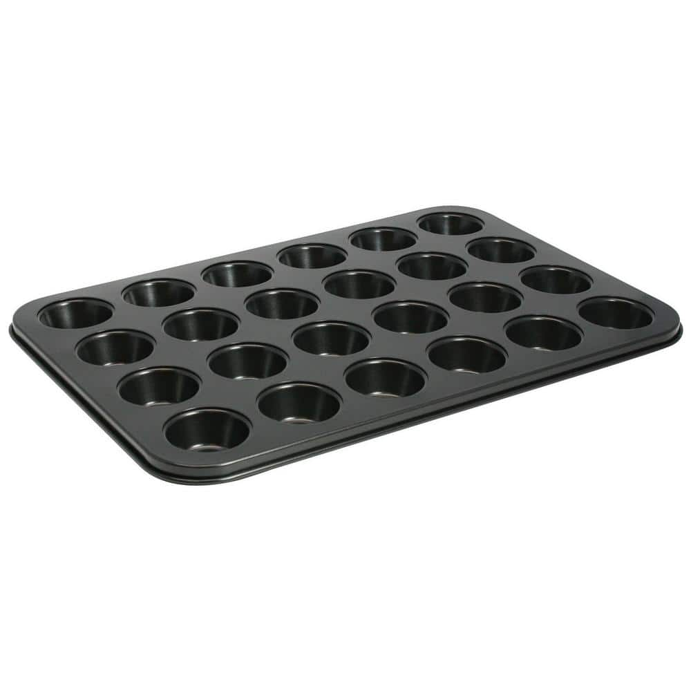 Winco 24 Cup 1 1 2 Oz. Non Stick Carbon Steel Mini Muffin Pan AMF 24MNS The Home Depot