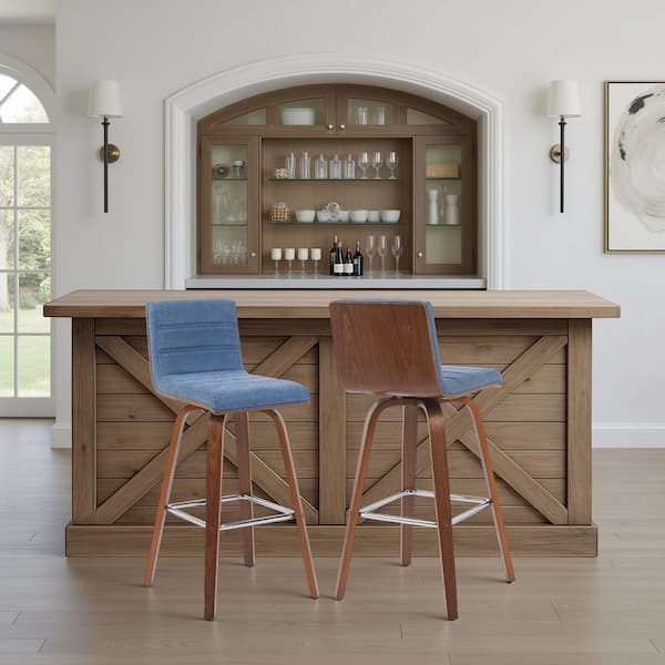 Armen Living Vienna H Vintage Blue Walnut Square Back