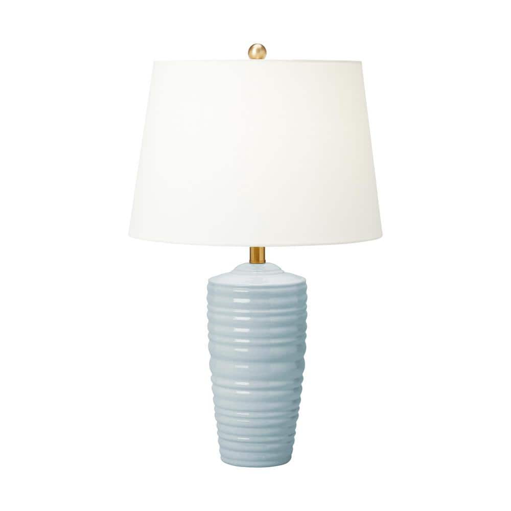 Waveland 16 in. W x 28.5 in. H Frosted Anglia 1-Light Dimmable Modern Table Lamp with White Linen Fabric Shade price history on PriceWatchPro