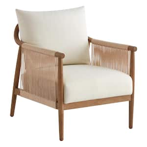 Calliope Cream Modern Fabric Accent Chair with Solid Wood Frame Armchair for Living Room or Bedroom