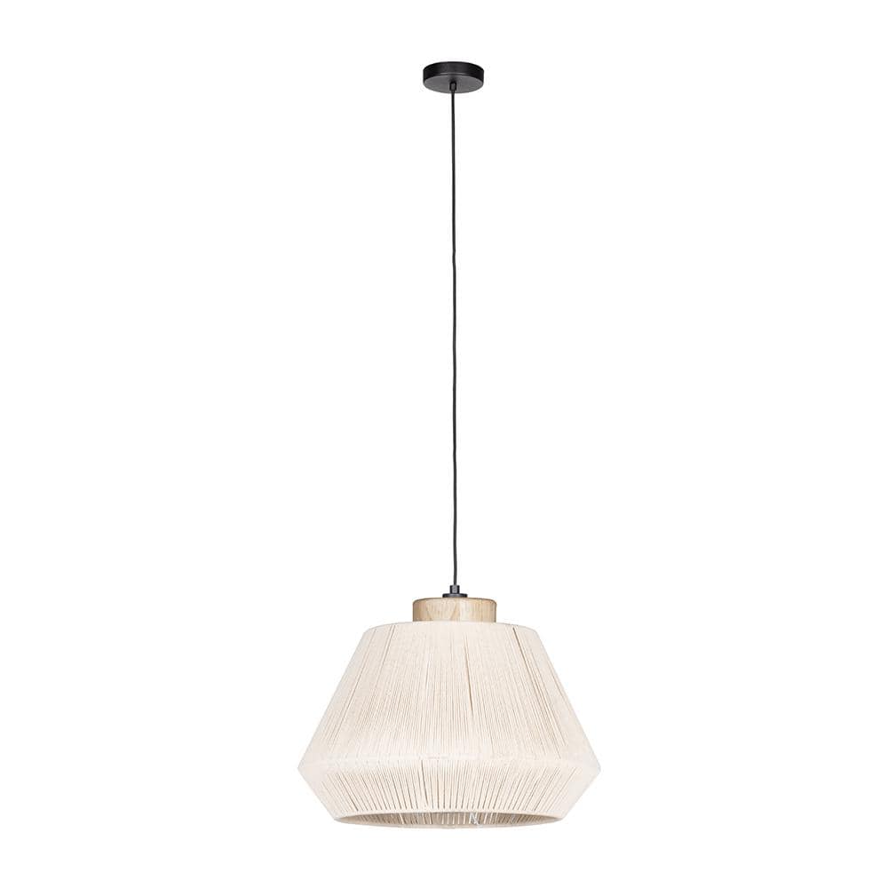Lanier 19 in. W x 81.30 in. H 1-Light Black Statement Pendant Light with Cream Textile Thread Dome Shade price history on PriceWatchPro