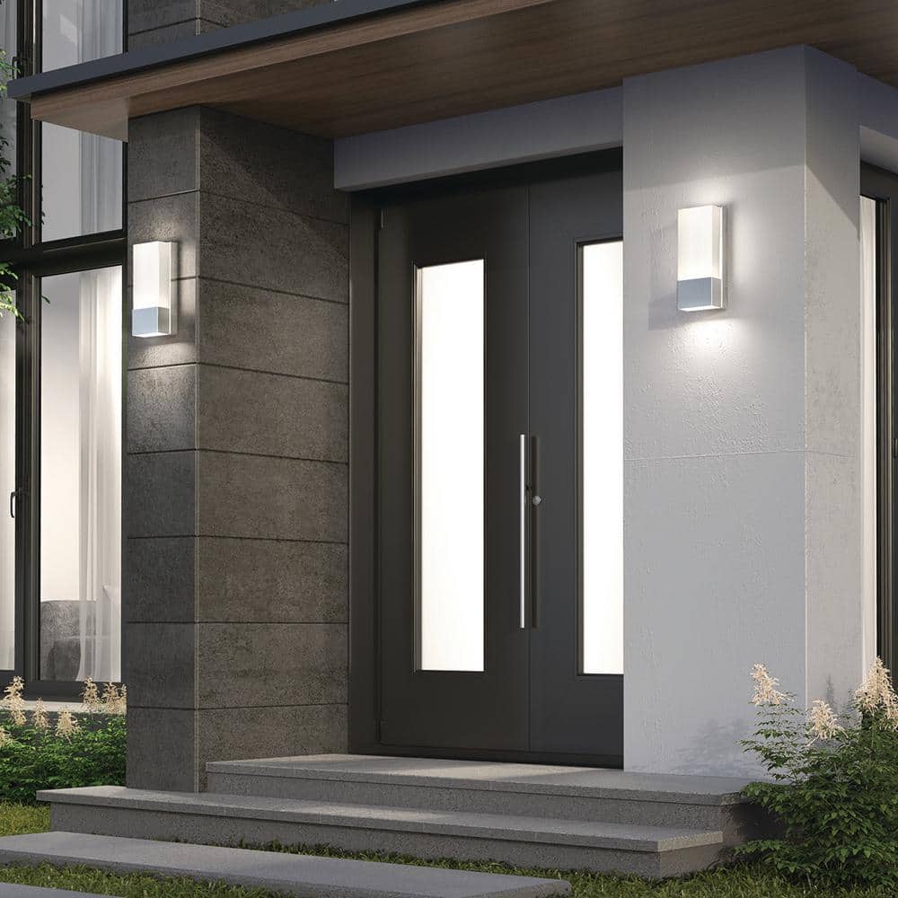 Dixon Chrome Modern 3 CCT Integrated LED Outdoor Hardwired Garage and Porch-Light Lantern Sconce price history on PriceWatchPro