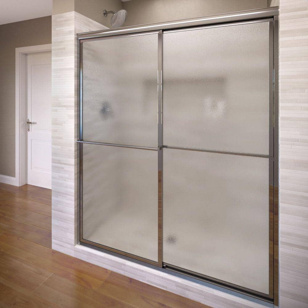 Deluxe 47 in. x 71-1/2 in. Obscure Framed Sliding Shower Door in Chrome price history on PriceWatchPro