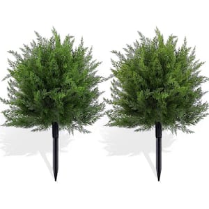 Green 23.6 in. Artificial Topiary Trees with UV Resistant and Ground Spikes for Outdoor Garen Porch Decor (2-Pack)