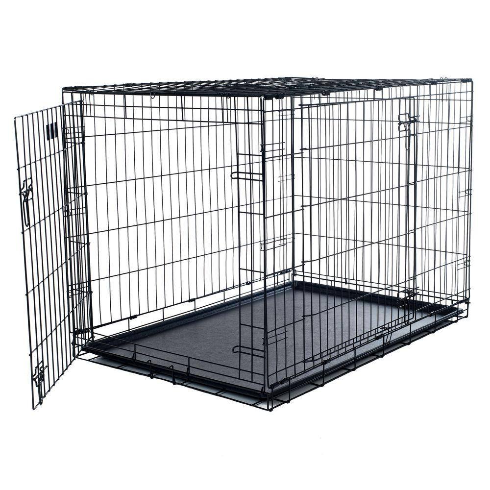 white dog cages