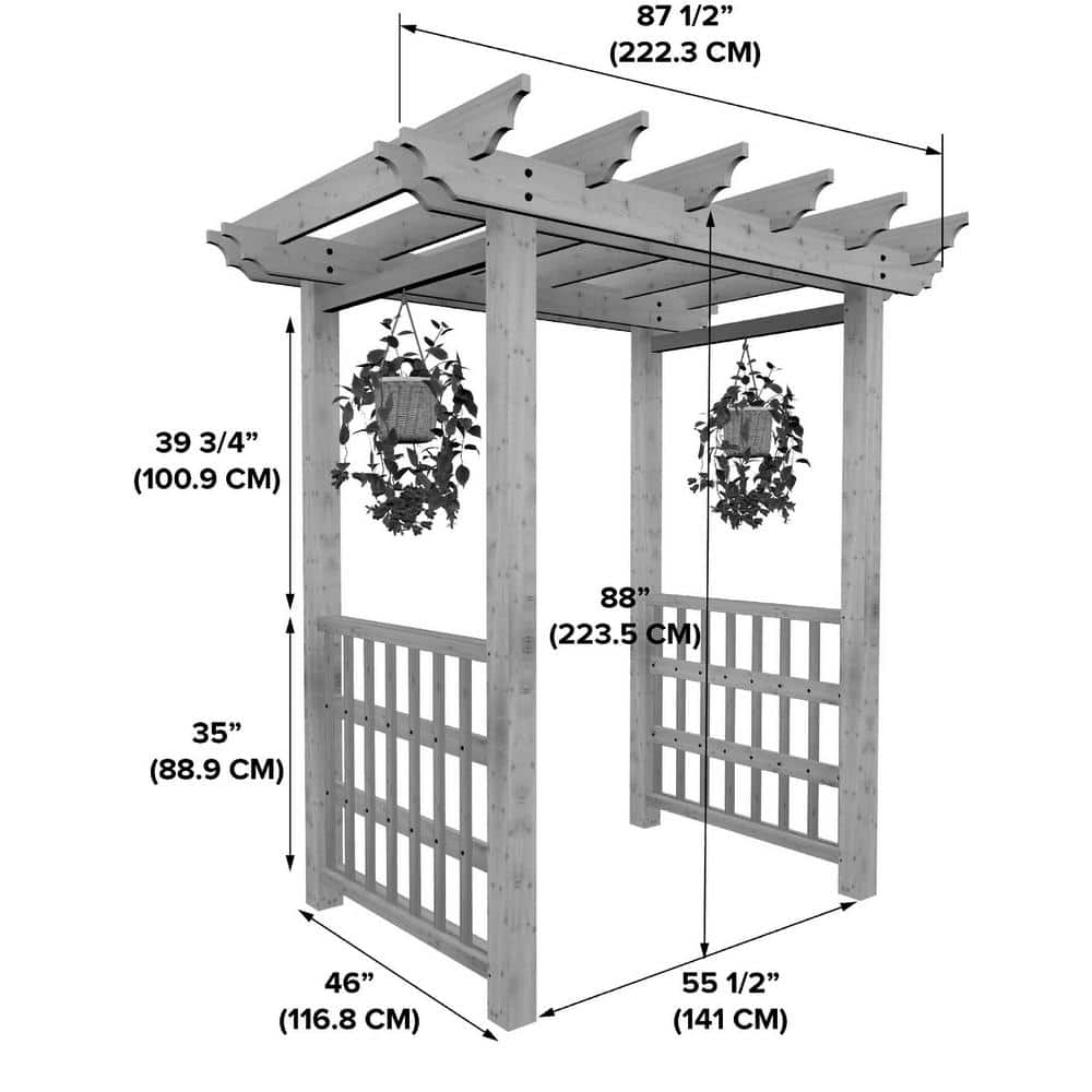Springwood Golden Brown Cedar Wood Arbor with Flat Roof